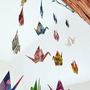 String of Origami Paper Cranes - 10 Large Cranes
